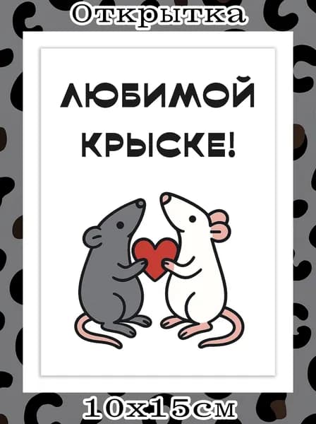 Открытка с приколом подруге на 8 марта и День Рождения "Любимой крыске" с конвертом. Смешная валентинка парню, девушке, мем