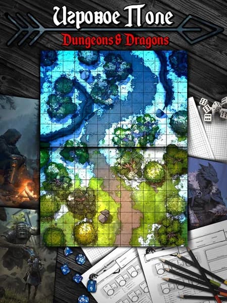 Игровое поле "Весенняя Карта" (Тайлы) для DnD Dungeons & Dragons, Формат А4 Игровые карты ДнД