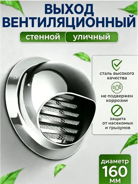 Вентиляционный колпак с сеткой и фланцем, для вентиляции, 1 штука