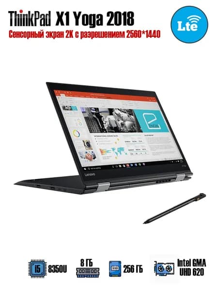 Lenovo Ноутбук 14", Intel Core i5-8350U, RAM 8 ГБ, SSD 256 ГБ, Intel UHD Graphics 620, Windows Pro, Английская раскладка