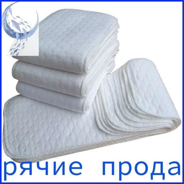 Premium Soft Подгузники для новорожденных, 100% хлопок, ультра-тонкие. Впитывающие трехслойные - Вкладыши для многоразовых подгузников марлевые хлопковые, комплект 5 штук