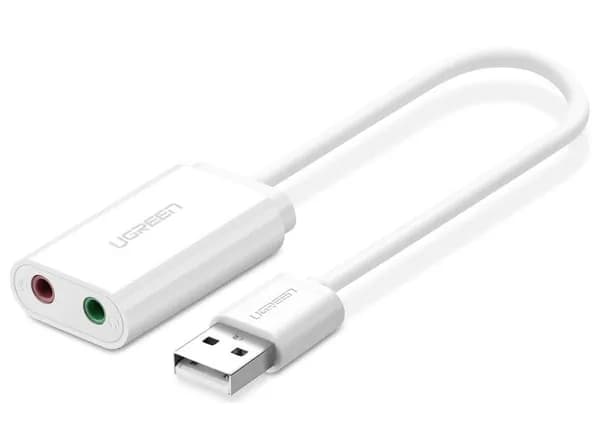 Внешняя звуковая карта аудиоадаптер Угриин 30143 белый, USB 2.0 3.5mm, External Sound Adapter, угрин, ЮСБ 3,5мм