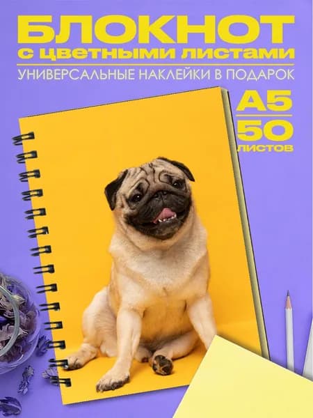 Блокнот А5 Мопс