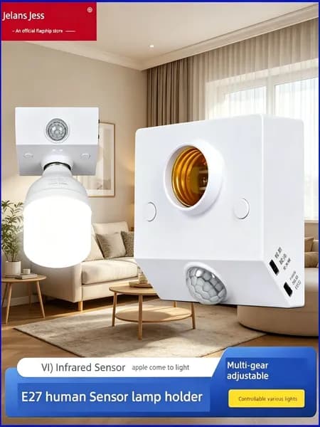 GEALFIS Лампа с датчиком движения E27 10W, умное освещение с автоотключением, дальность 8 метров, угол обзора 360, для дома и улицы, экономия энергии 85%