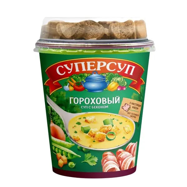 Гороховый суп с беконом и гренками 45 г, Суперсуп