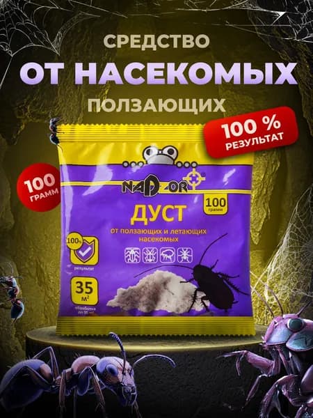 Nadzor средство от насекомых, отрава от тараканов, муравьёв, блох Дуст 100г