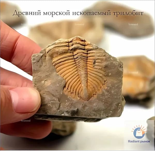Натуральный хвостовой ископаемый образец древней морской жизни трилобита