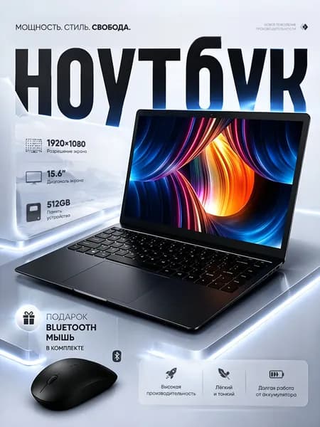ноутбук Ноутбук 15.6", Intel Celeron 5805, RAM 16 ГБ, Windows Pro, черный