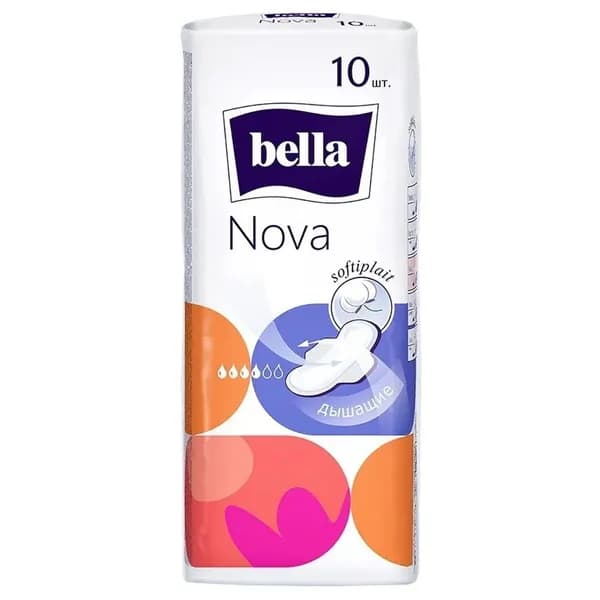 Bella Прокладки женские 4 капли дышащие с крылышками Nova softiplait 10шт