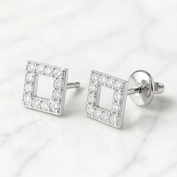 Trade Jewelry Серьги ювелирные Пусеты Серебро родированное 925 пробы