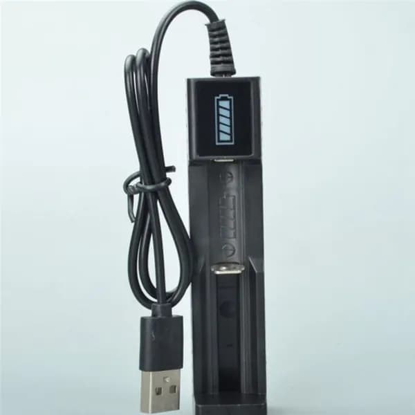 Зарядное устройство USB 1 слот Универсальное зарядное устройство для литиевых аккумуляторов с быстрой зарядкой для 18650, 26650, 14500, 16340