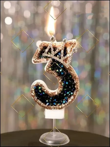 Свечи для торта цифра 3 "1", 8 см, 1 шт