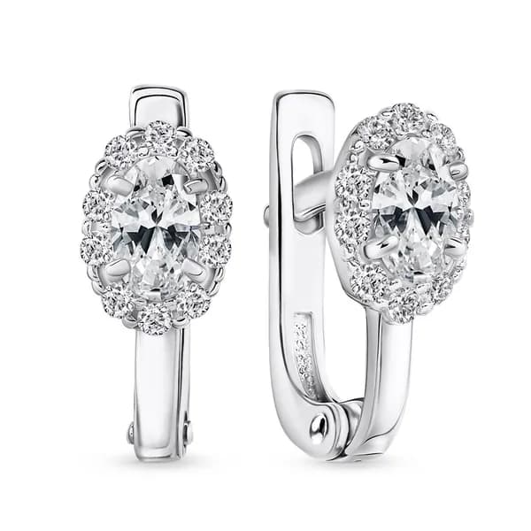 Серьги женские с фианитами серебро 925 пробы 585GOLD