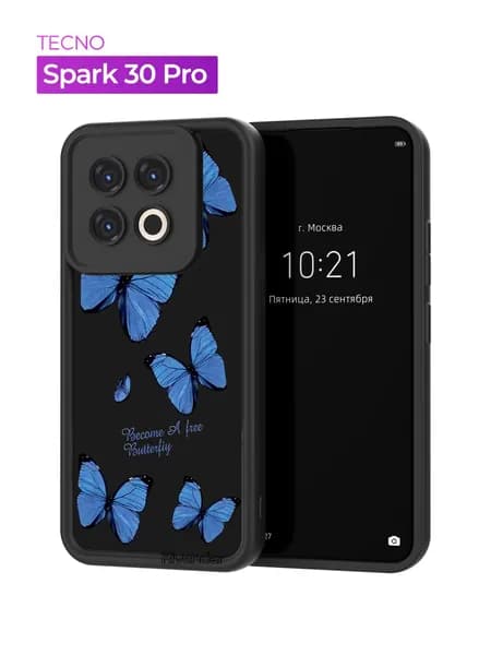 Чехол на Tecno Spark 30 Pro 4G / Техно Спарк 30 Про с принтом, Бабочки