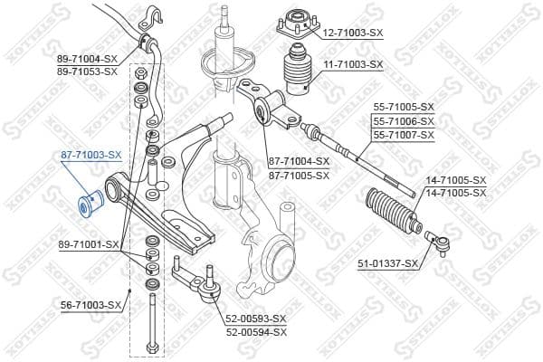 Сайлентблок рычага пер. для Mazda 323/323F all 89-94 87-71003-SX STELLOX