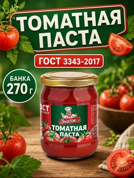 Томатная паста, стеклянная банка 270 г