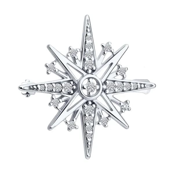 Серебряная брошь DIAMANT-ONLINE с фианитом 925 пробы