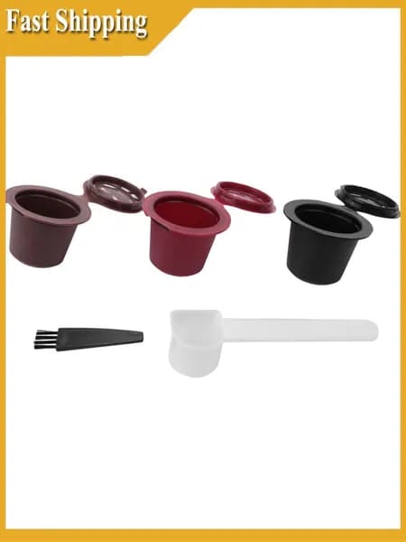 3 шт. Многоразовые многоразовые капсулы совместим с эспрессо кофемашины Refill Пустая капсула