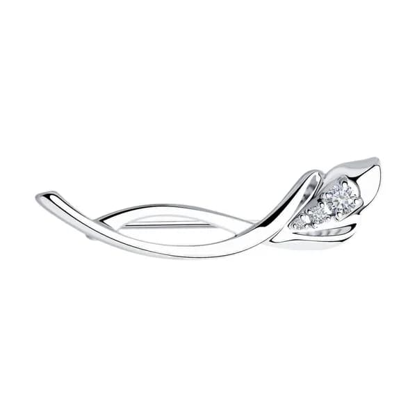 Серебряная брошь DIAMANT-ONLINE с фианитом 925 пробы