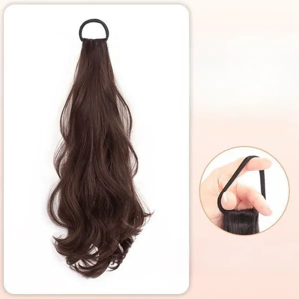 Парик коса с хвостиком, натуральный слегка завитый хвост девушка