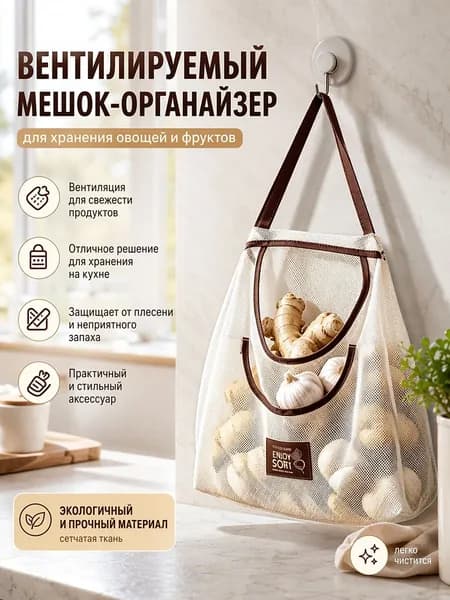 Органайзер подвесной 20x29x26 см 1 шт нейлон бежевый
