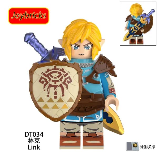 Мини-фигурки The Legend of Zelda: Tears of the Kingdom Линк, Зельда и секретный Линк из Ocarina of Time, совместимые с Lego