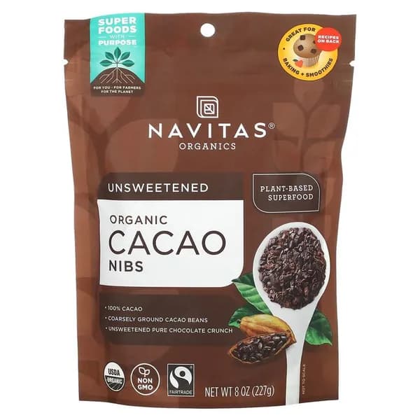 Navitas, Cacao Nibs, органические кусочки какао-бобов, 227 гYY