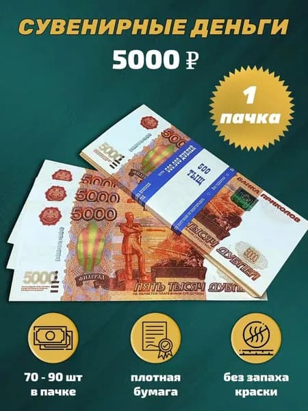 5000 дублей (рублей). Пачка сувенирных денег.