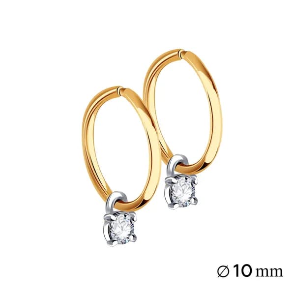 Золотые серьги-трансформеры DIAMANT-ONLINE с цирконием 585 пробы