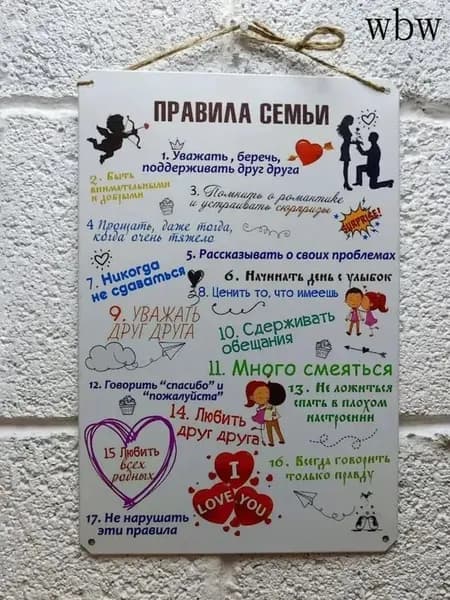Постер "Правила семьи", 30 см х 20 см