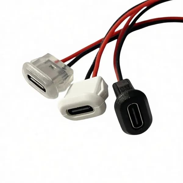 Разъем Type-C 2P мама с залитым корпусом, прямое подключение, USB коннектор для зарядки, подходит для настольных ламп, электротранспорта и автомобильной электроники