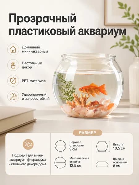 Прозрачный пластиковый аквариум для рыб и черепах настольный мини аквариум для дома и офиса с растениями