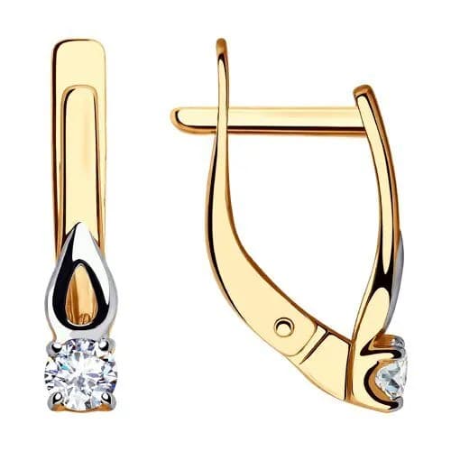Серьги из красного золота 375 пробы с фианитами / 14*3 мм
