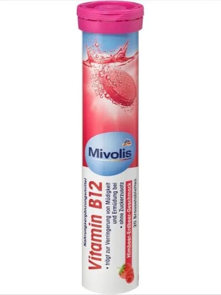 Mivolis Vitamin B12 Шипучие таблетки, 20 шт, для поддержки нервной системы и повышения энергии