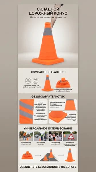 Складной дорожный конус безопасности, аварийный оградительный блок