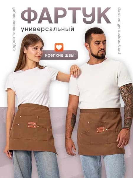 Фартук-юбка рабочий универсальный для мастера и кухни, парикмахерский, с карманами, 1 штука