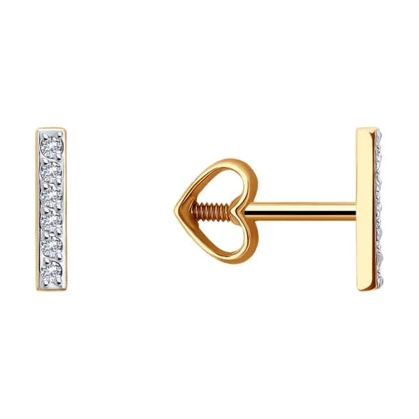 Золотые серьги DIAMANT-ONLINE с фианитом 585 пробы