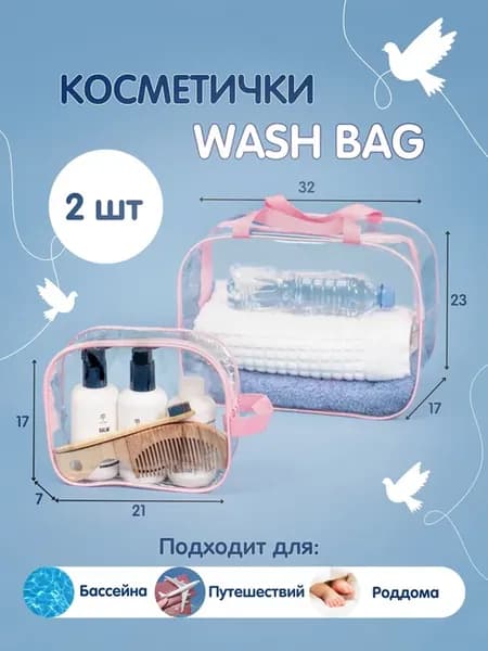 Сумка и косметичка прозрачная в бассейн