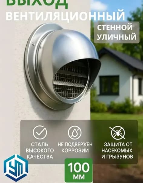 Выход стенной уличный Клапан вентиляционный 100 мм