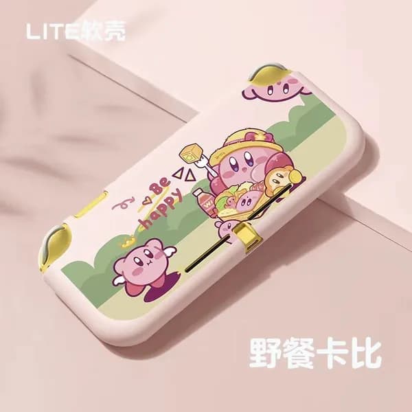 Защитный чехол полуобъемный для Nintendo Switch Lite: тематический дизайн с Кирби (Кабби) из Kirby: Star Allies