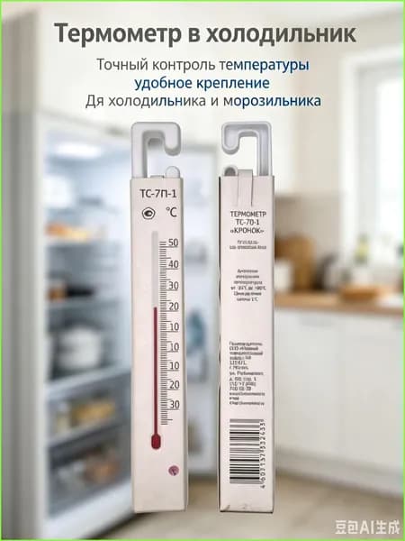термометр в холодильник 1 шт пластиковый корпус диаметр 5 см, магнитное крепление, точный контроль температуры холодильника и морозильника