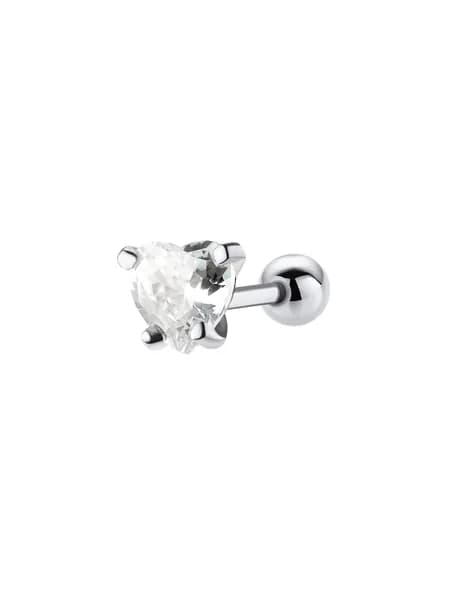 Серьга из серебра 925 штанга для пирсинга хряща, трагуса, хеликса Сердце