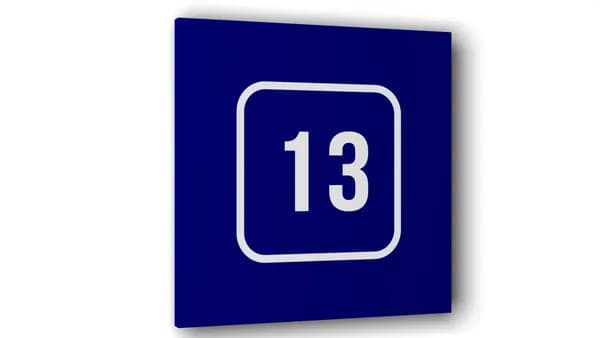 Табличка "13", Матовая линейка, цвет Синий, 10 см х 10 см
