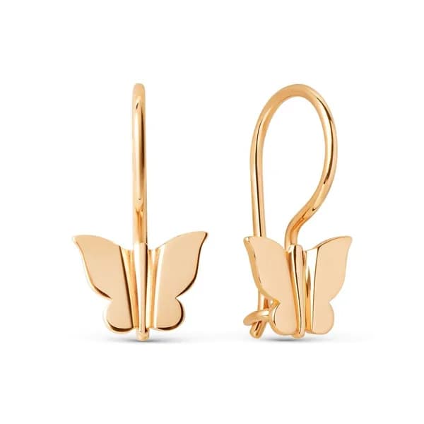 Серьги Бабочка детские из красного золота 375 пробы 585GOLD
