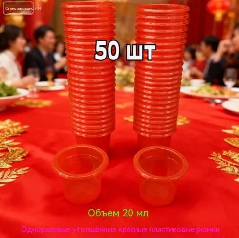 Одноразовые пластиковые стаканчики, 50 штук