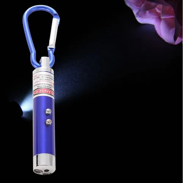 Трёхфункциональная LED-указка с красным лазером, синяя