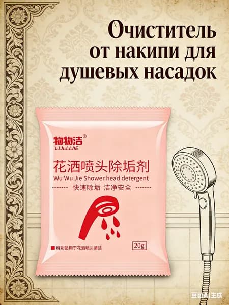 Средство для очистки душевой лейки от известкового налета. Мгновенное растворение засоров и накипи, восстановление напора воды.3 шт.