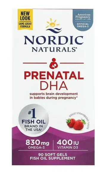 Nordic Naturals, пренатальная ДГК, клубничный вкус, 90 капсул (США)