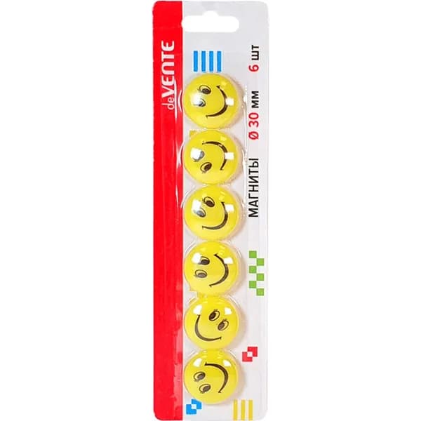 Магнит для доски офисной 30мм 6шт Smile Желтый