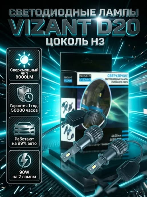 Светодиодные лампы D20 H3 CSP 3570 24W 4400lm 2 шт